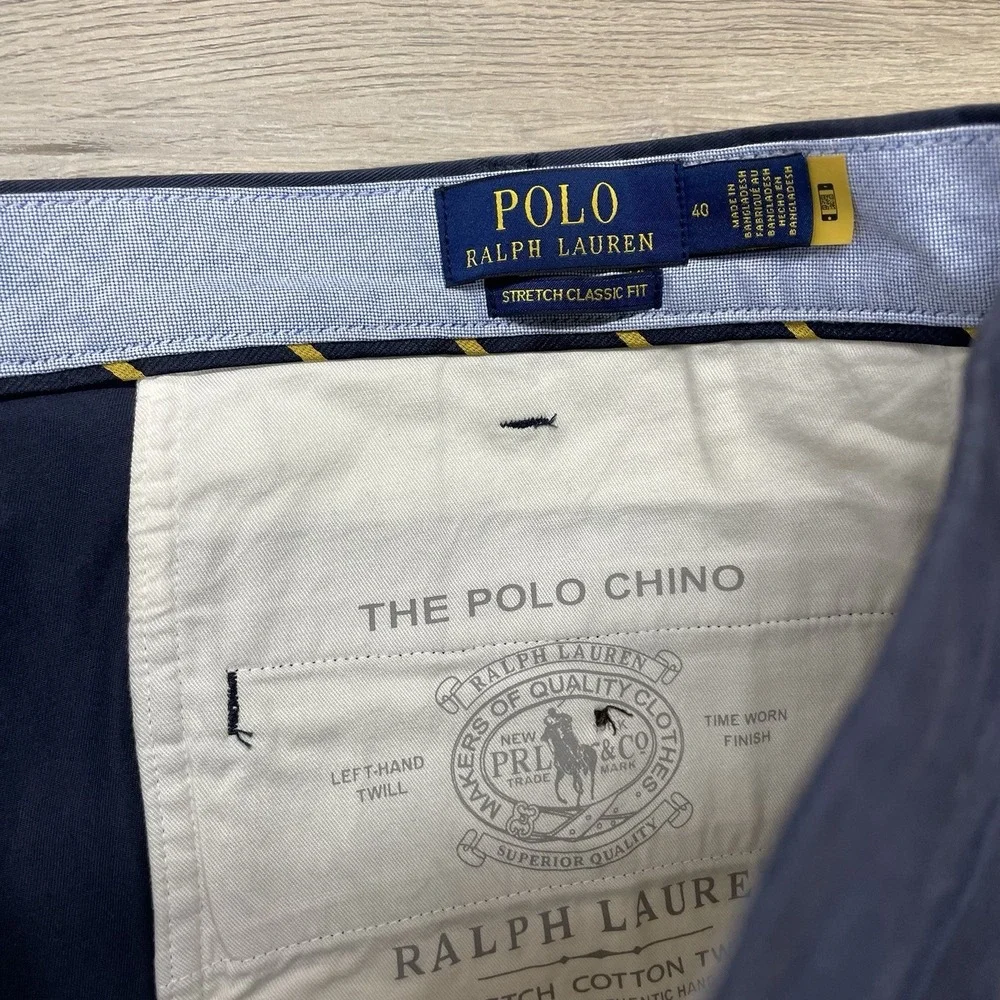 NWT Polo Ralph Lauren Classic Fit Blue Chino Shorts Men Sz 40 Prep Casual